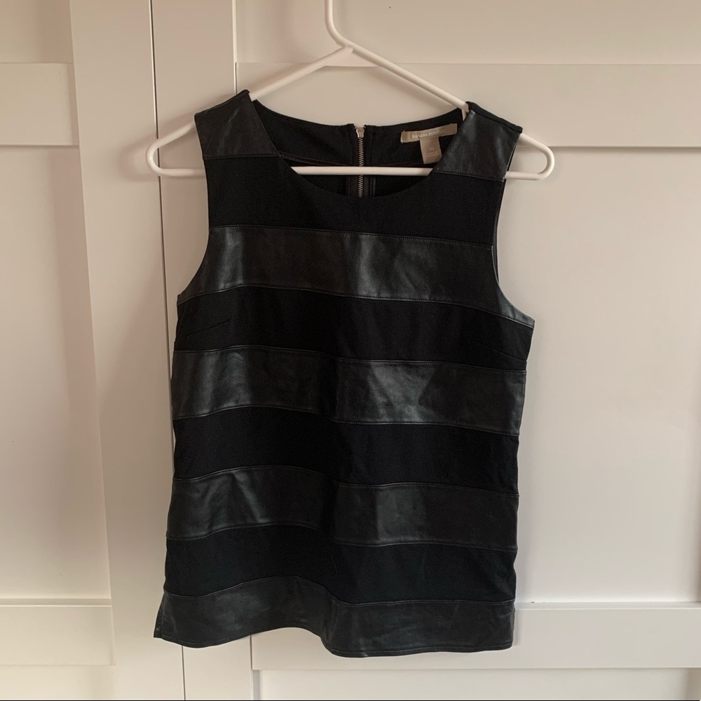 Banana Republic black and leather striped tank
